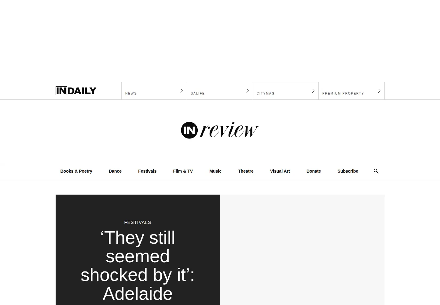 Captured homepage of inreview.com.au in the current scan