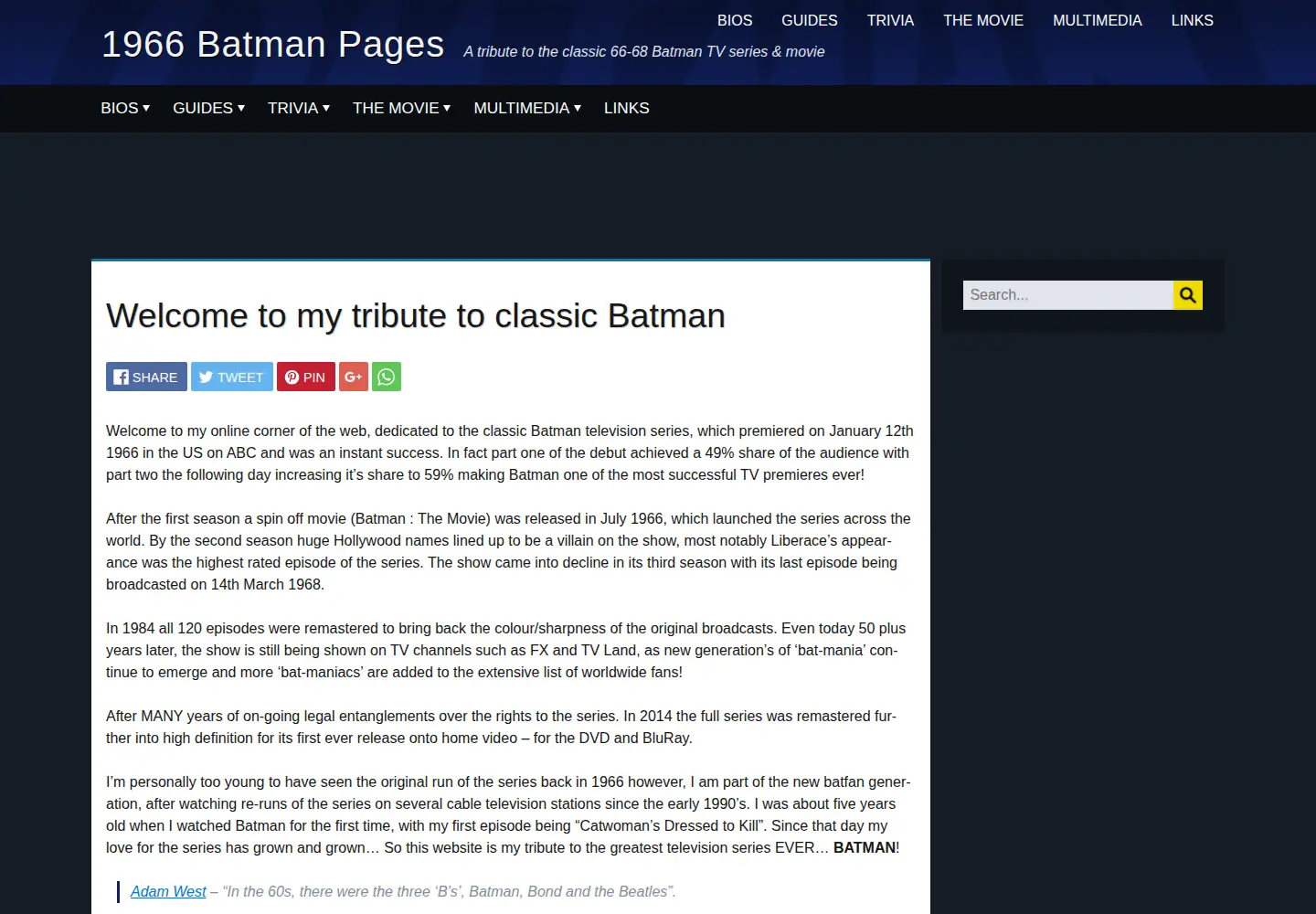 Captured homepage of bat-mania.co.uk in the current scan