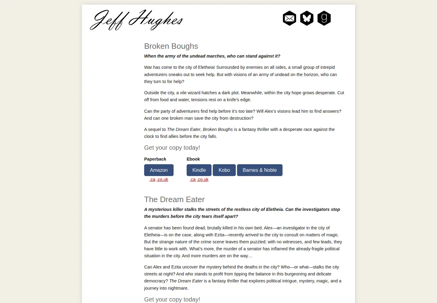 Screenshot of jeffhughes.ca