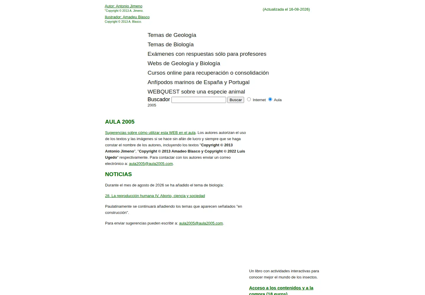 Screenshot of aula2005.com