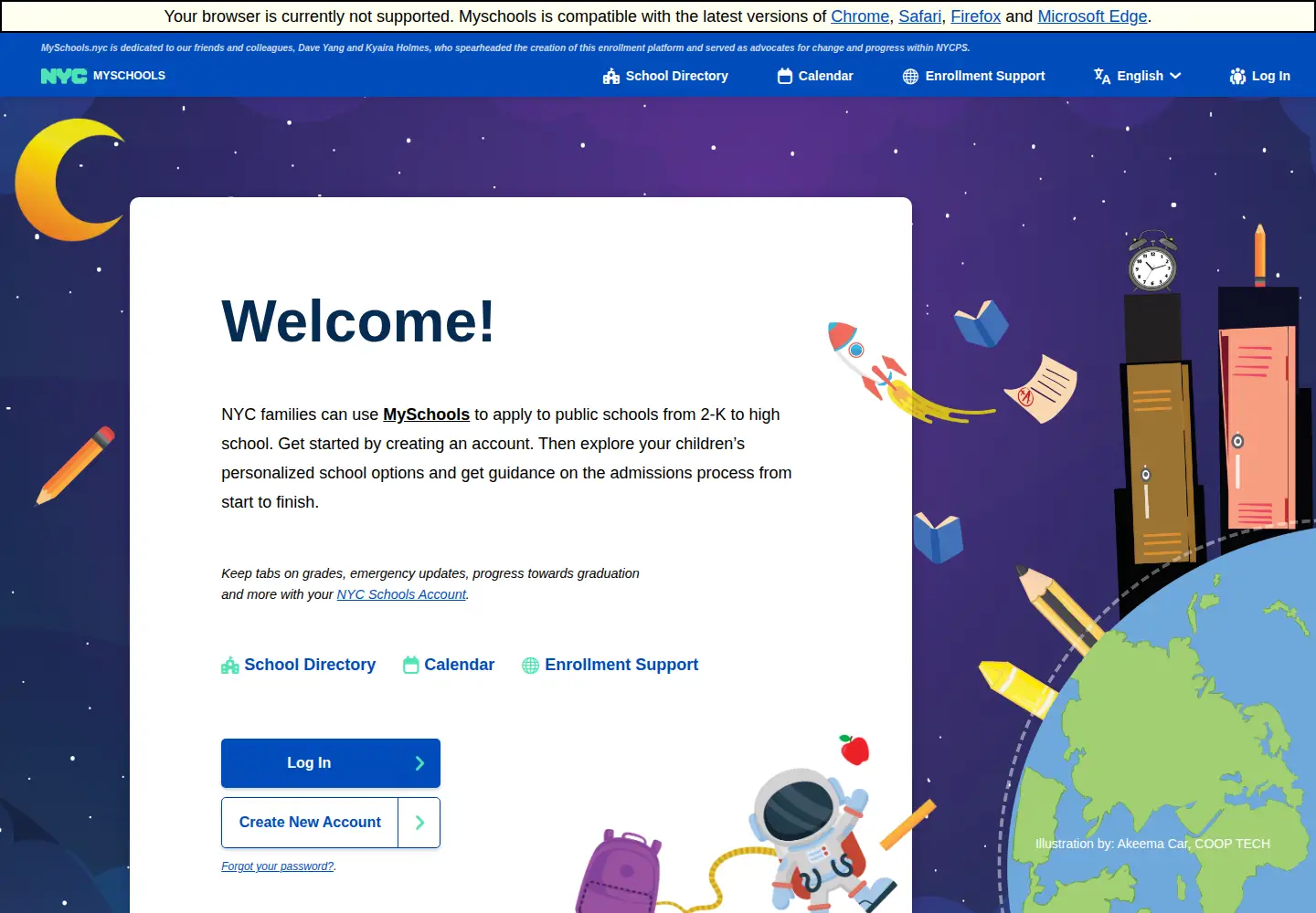 Screenshot of myschools.nyc