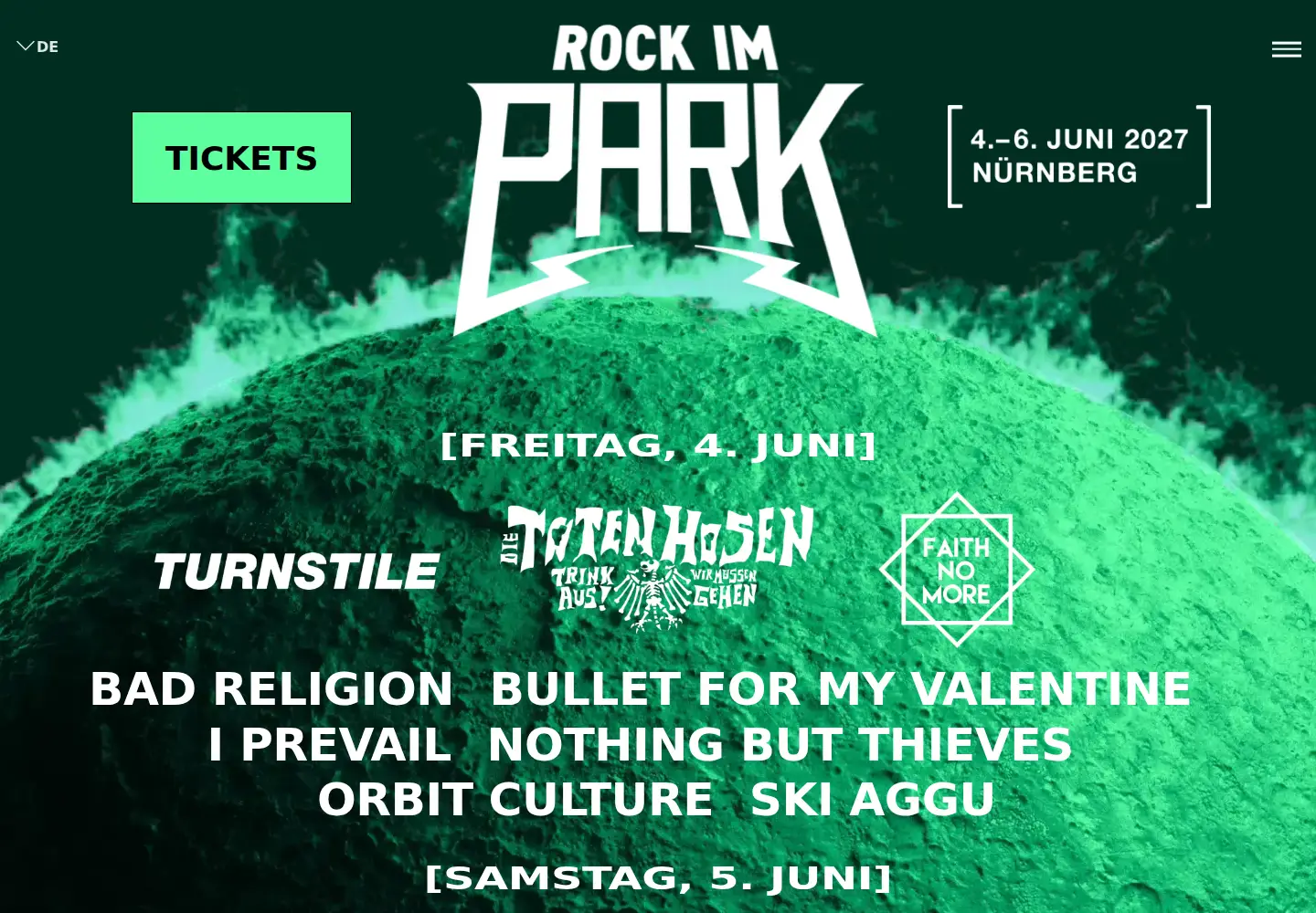 Captured homepage of rock-im-park.com in the current scan