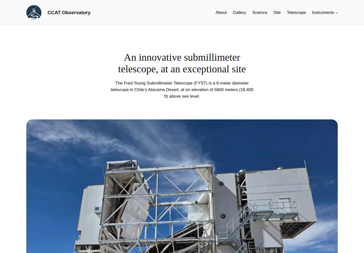 Screenshot of ccatobservatory.org