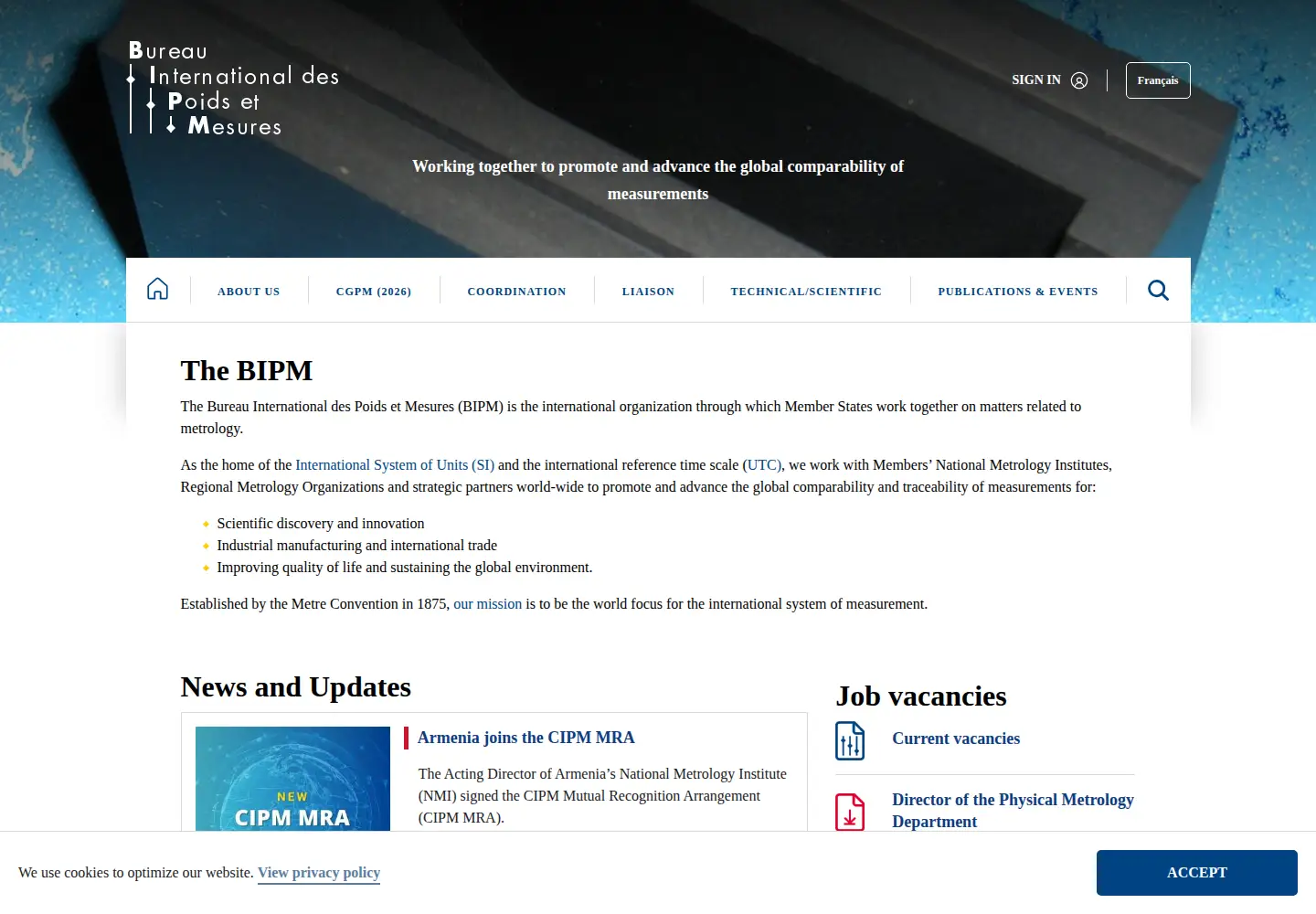 Screenshot of bipm.org