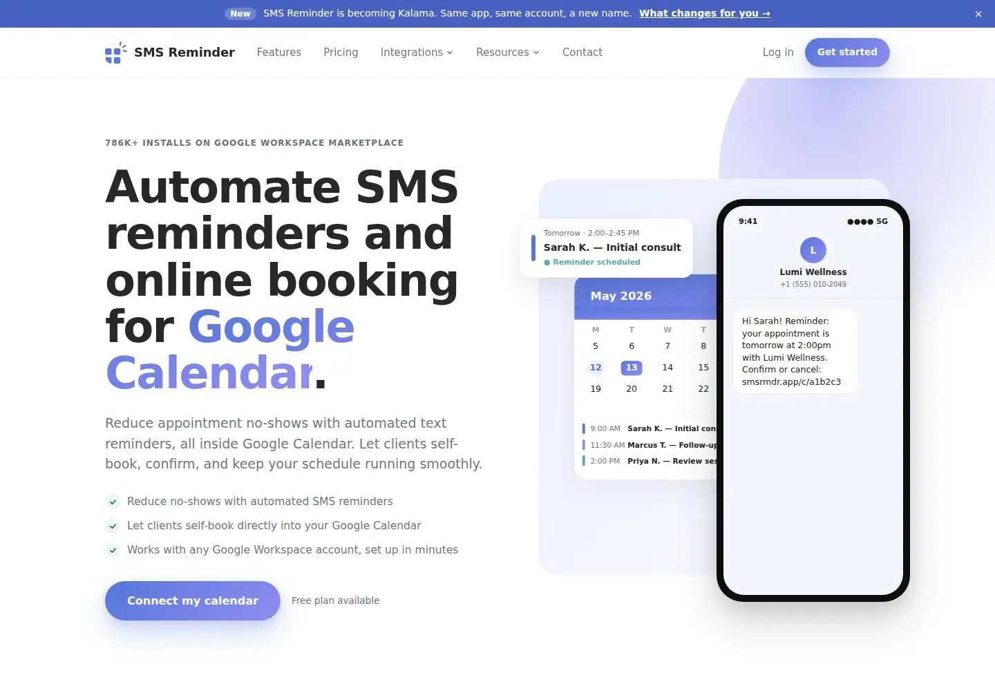Screenshot of smsreminder.app