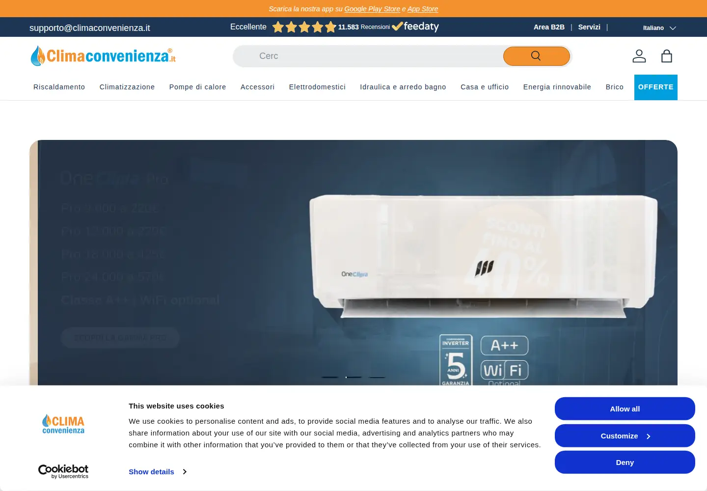 Captured homepage of climaconvenienza.it in the current scan