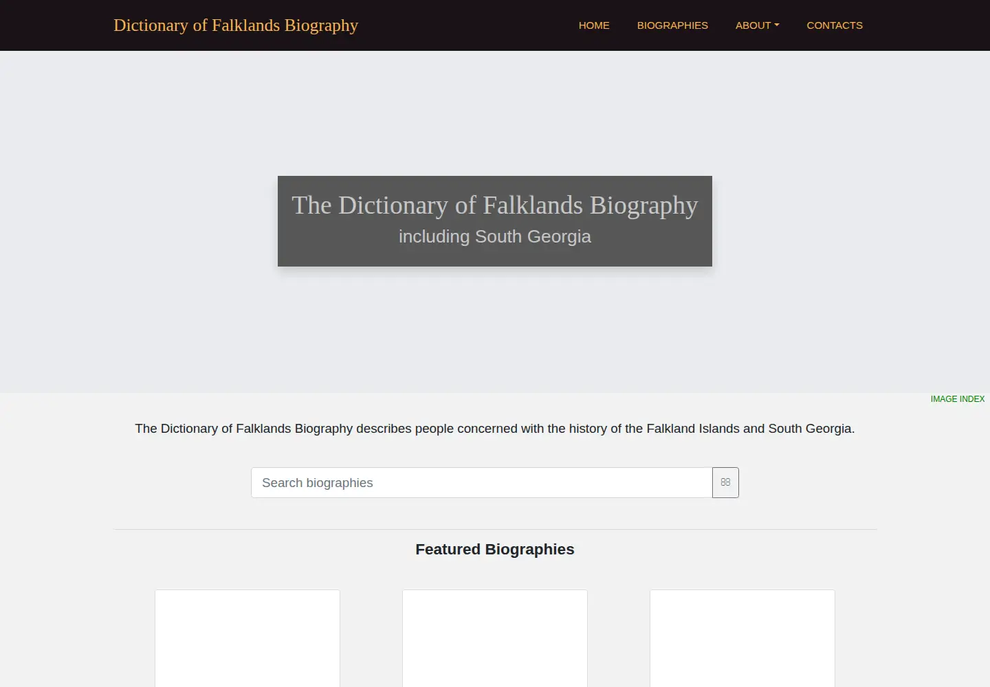 Screenshot of falklandsbiographies.org