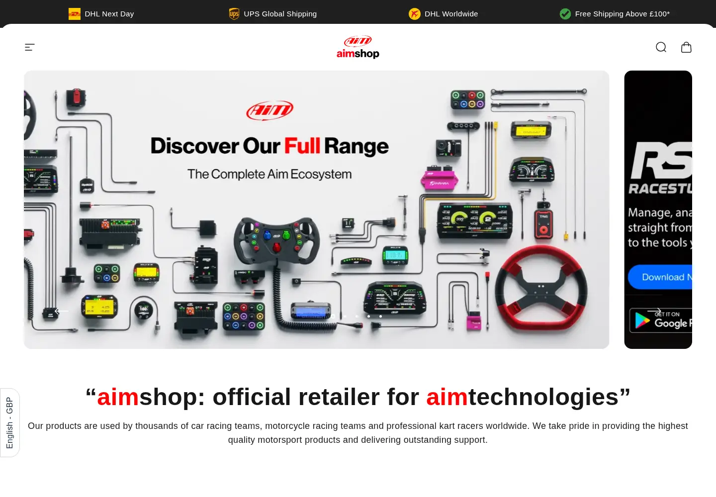 Captured homepage of aimshop.com in the current scan