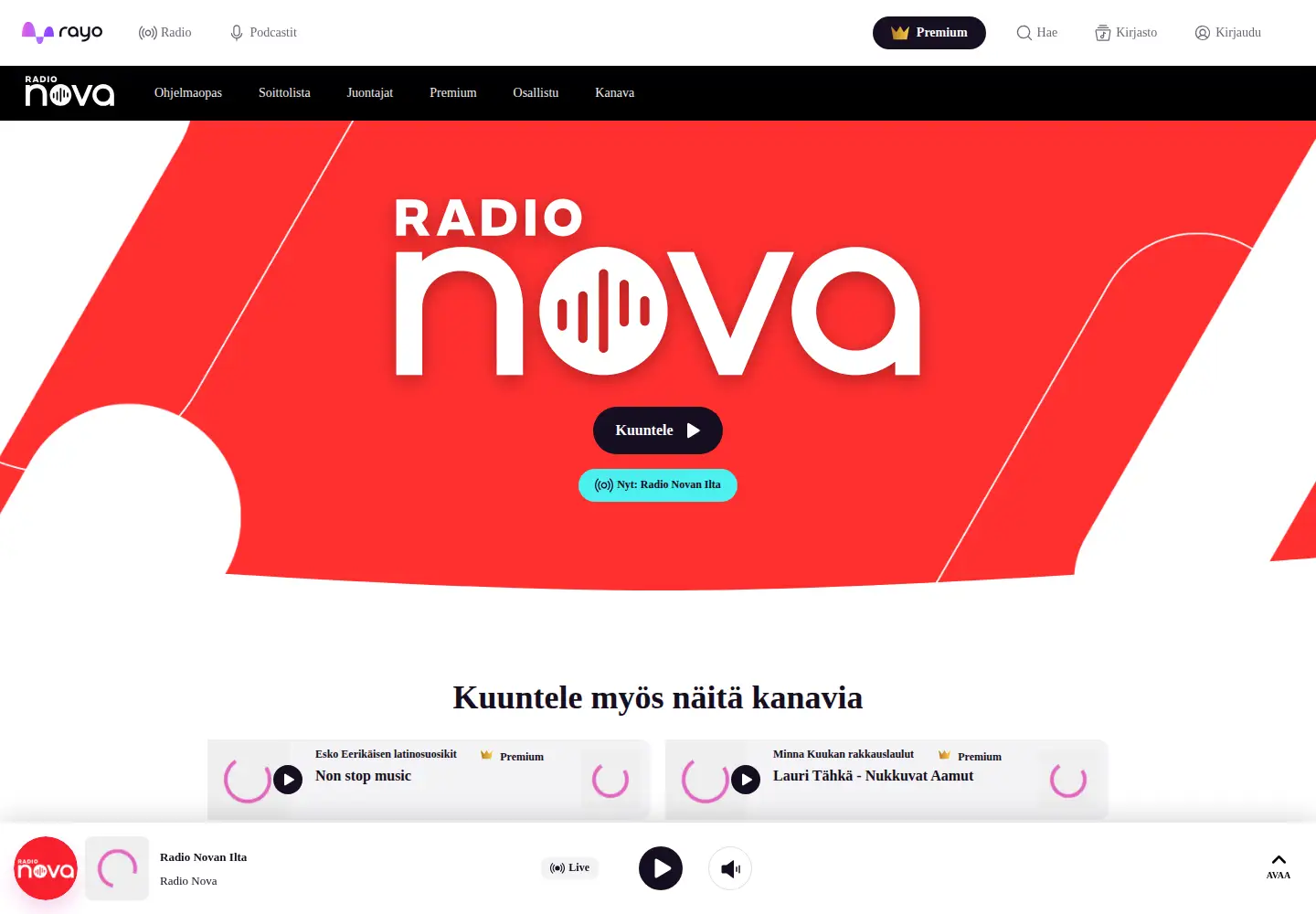 Captured homepage of radionova.fi in the current scan