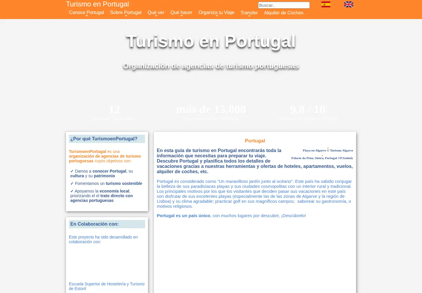 Captured homepage of turismoenportugal.org in the current scan