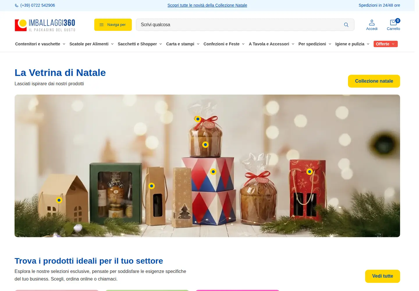 Captured homepage of imballaggi360.com in the current scan
