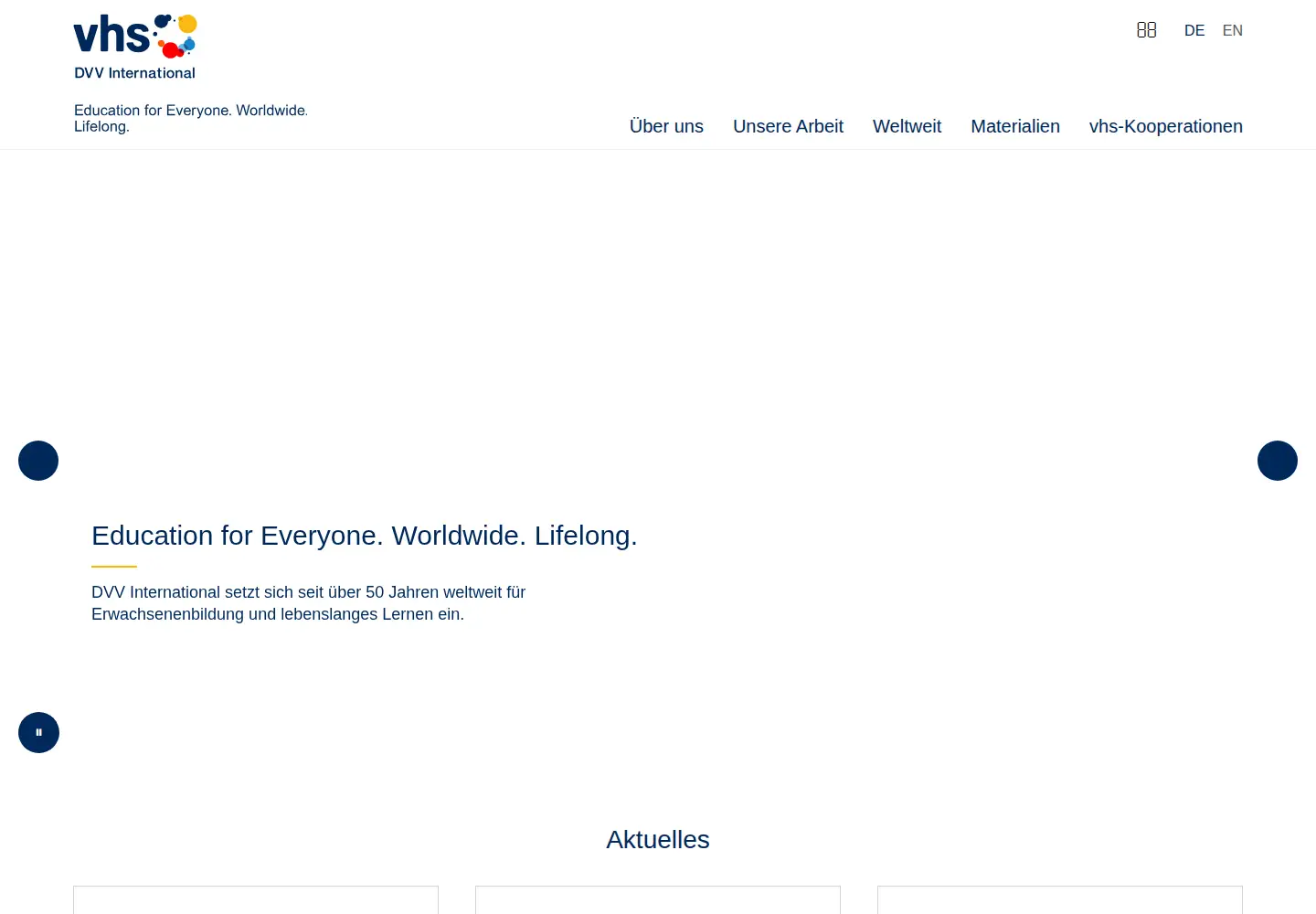 Captured homepage of iiz-dvv.de in the current scan