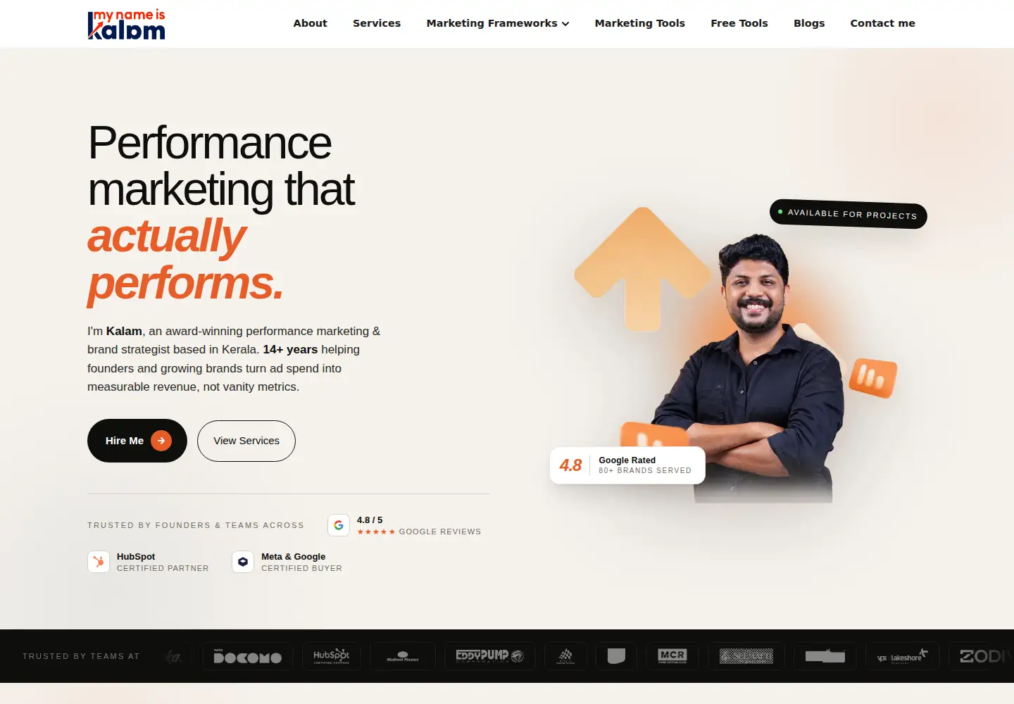 Screenshot of mynameiskalam.com