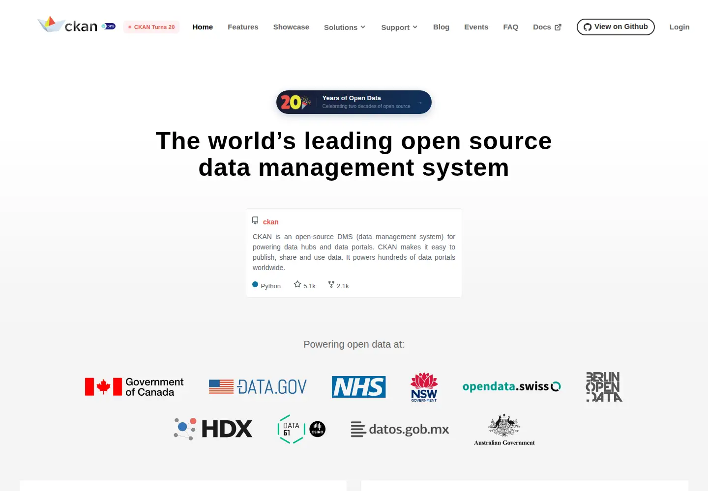 Screenshot of ckan.org