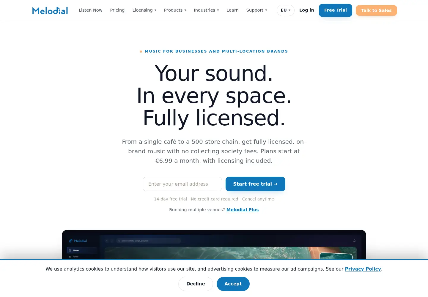 Screenshot of melodial.com