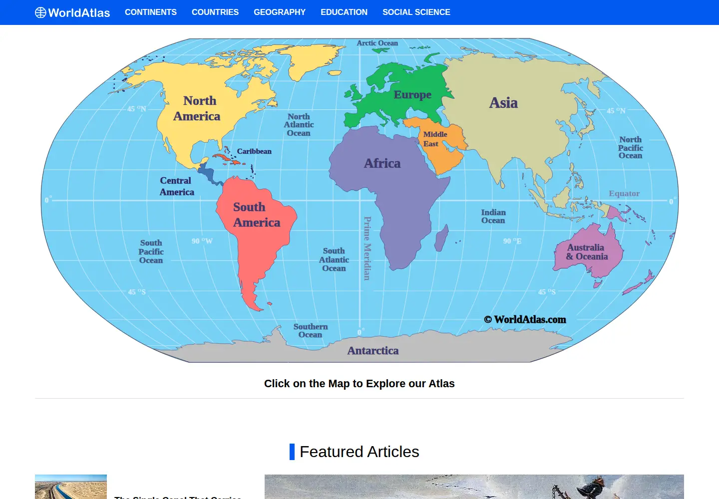 Screenshot of worldatlas.com