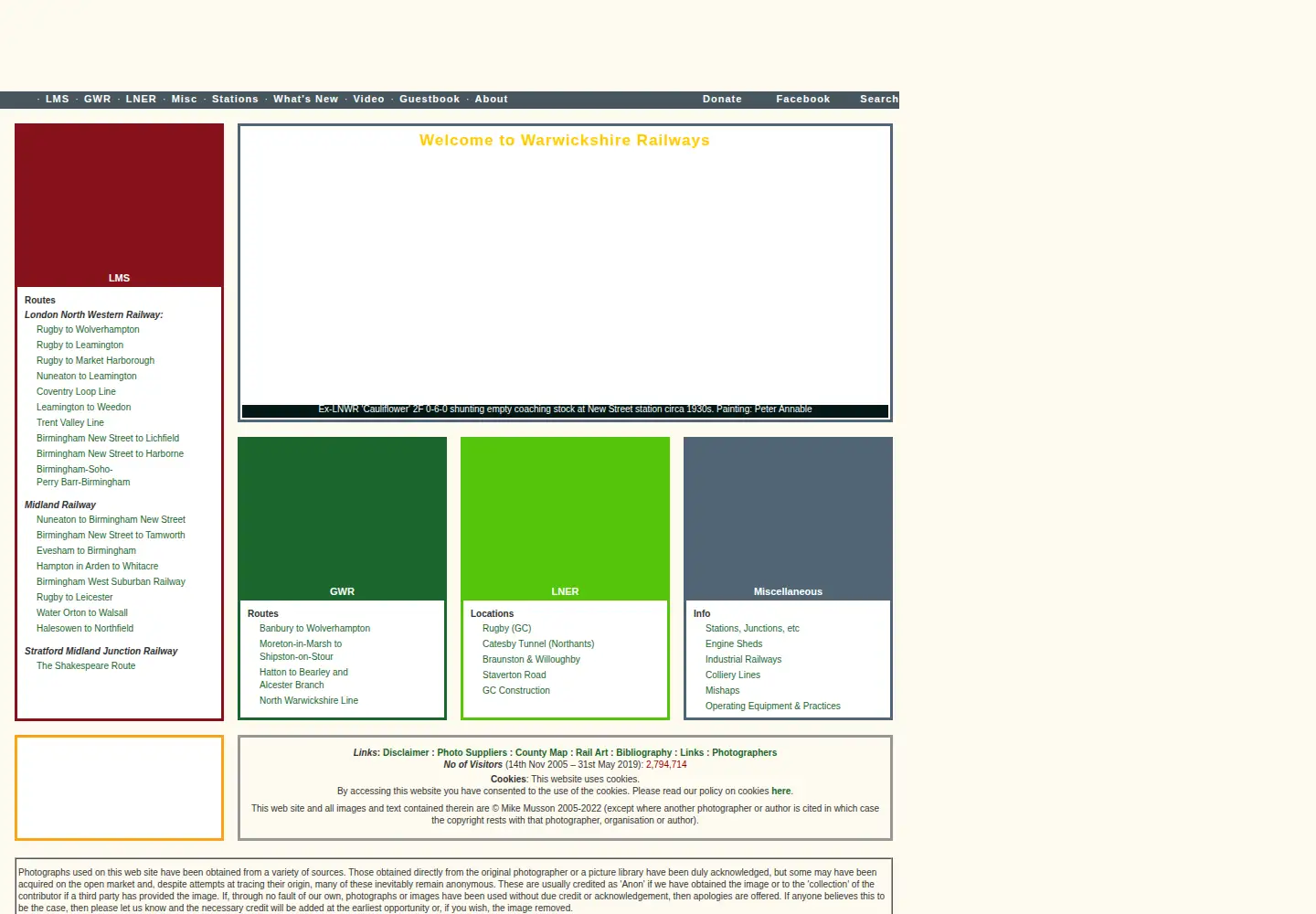 Captured homepage of warwickshirerailways.com in the current scan