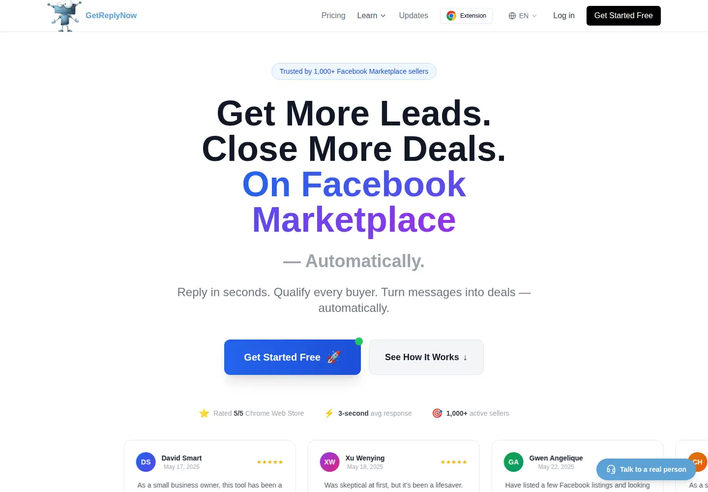 Screenshot of getreplynow.com
