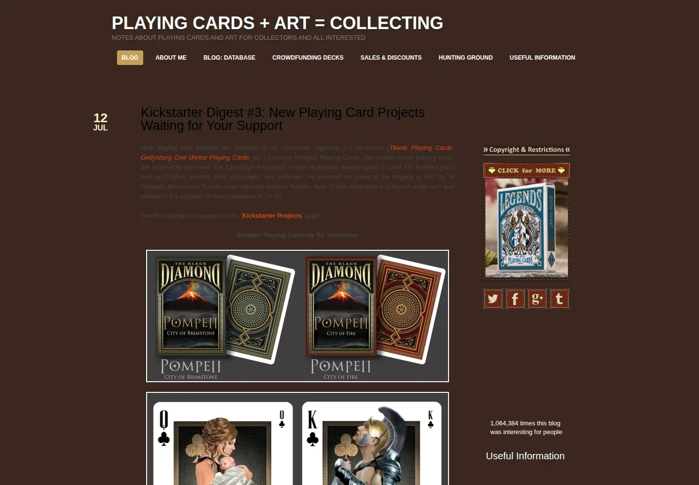 Captured homepage of playingcardcollector.net in the current scan