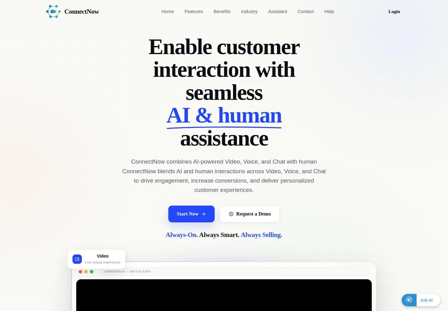 Screenshot of connectnow.ai