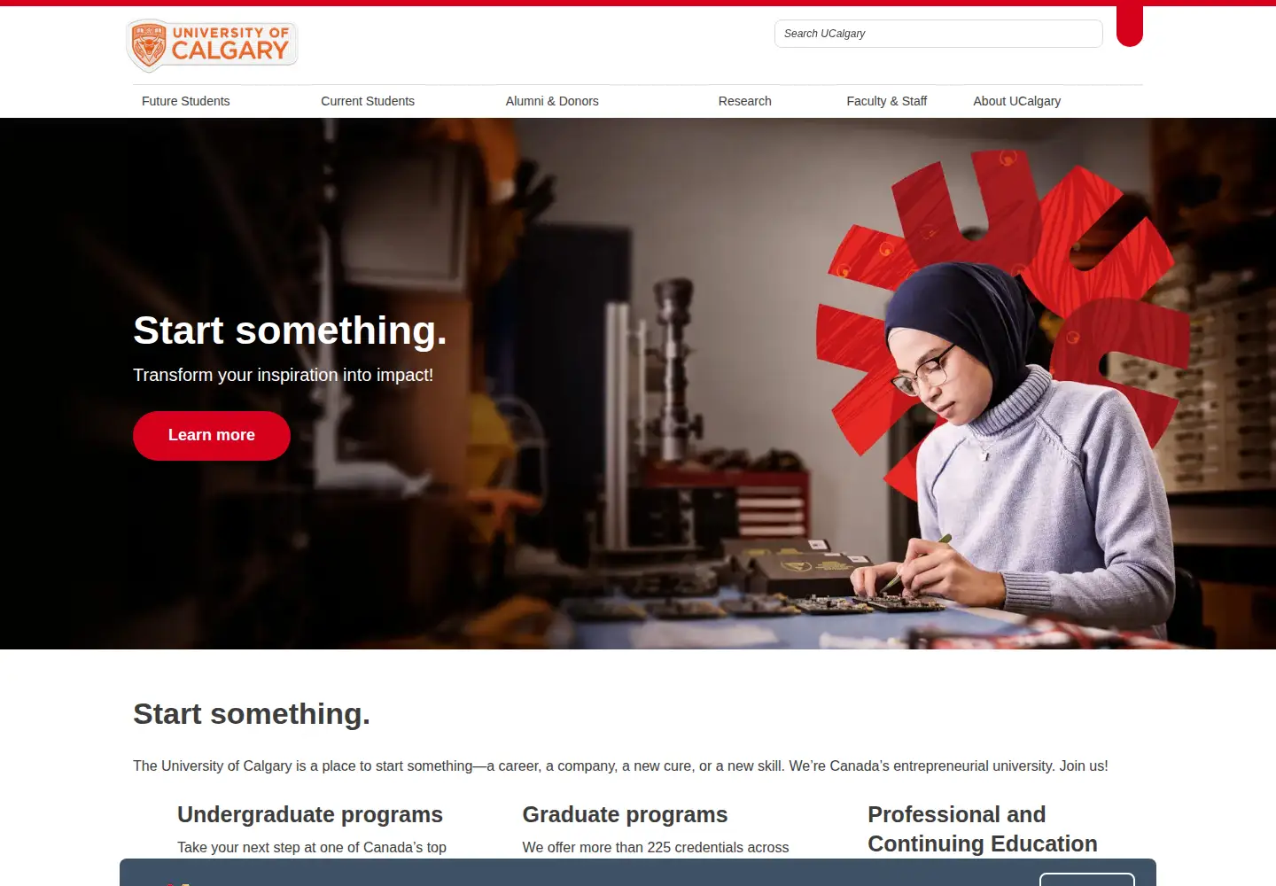 Screenshot of ucalgary.ca