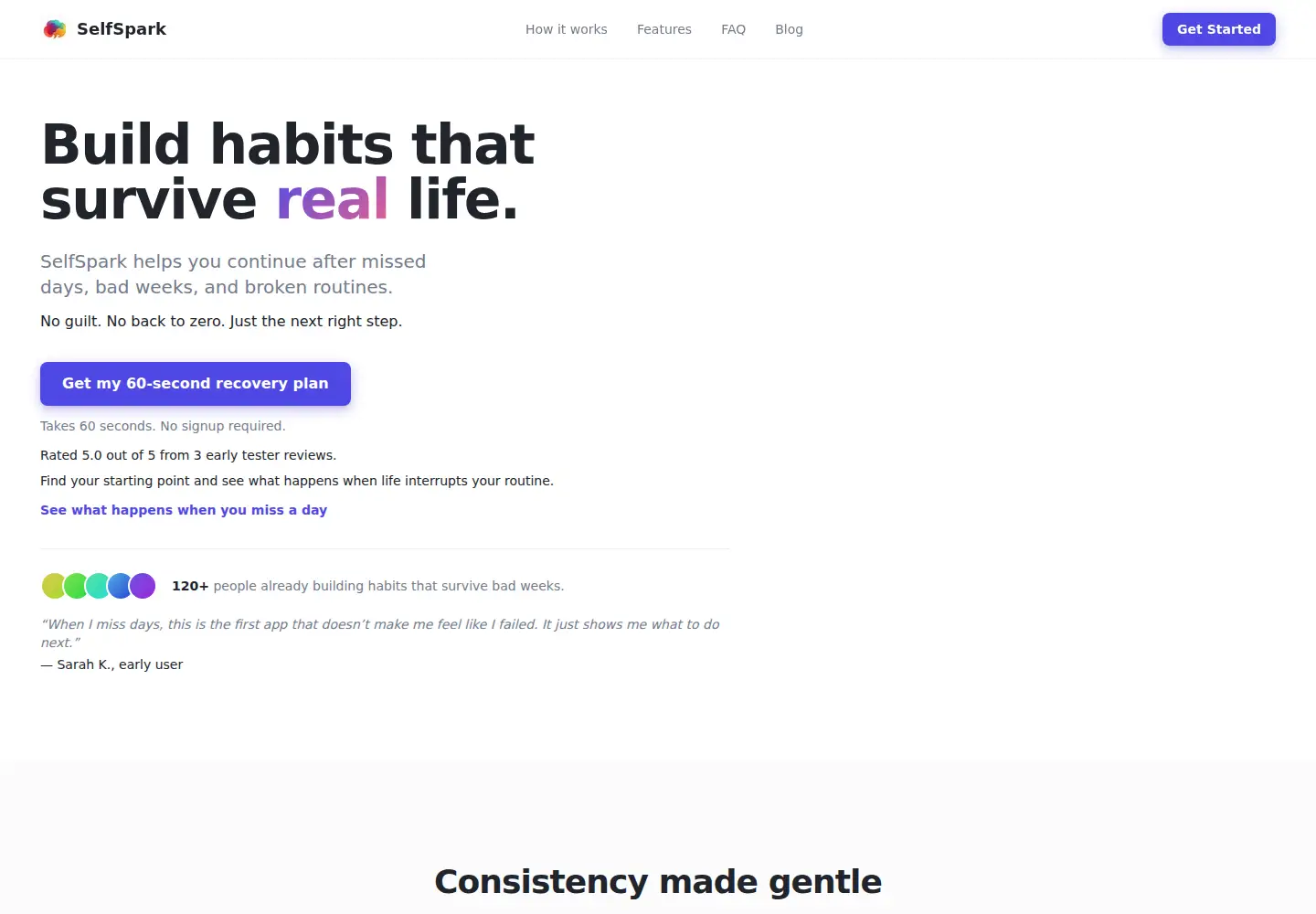 Screenshot of selfspark.app