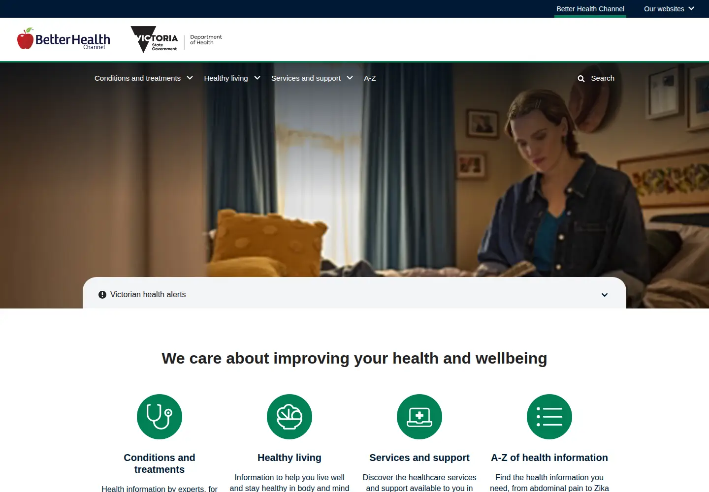 Screenshot of betterhealth.vic.gov.au