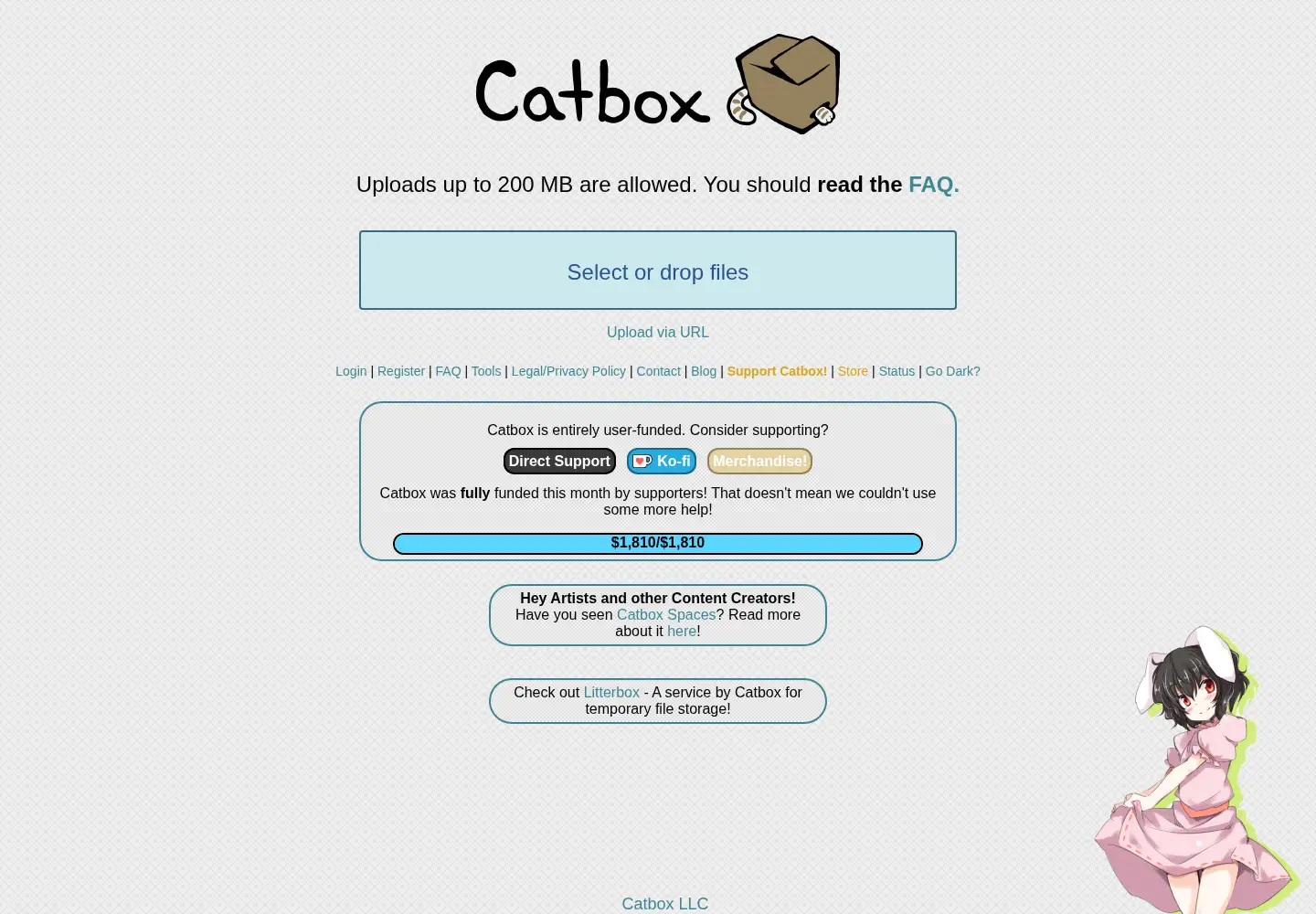 Screenshot of catbox.moe