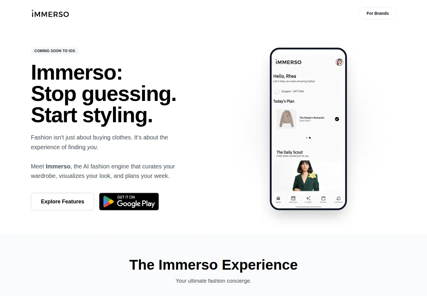 Captured homepage of immersoai.com in the current scan
