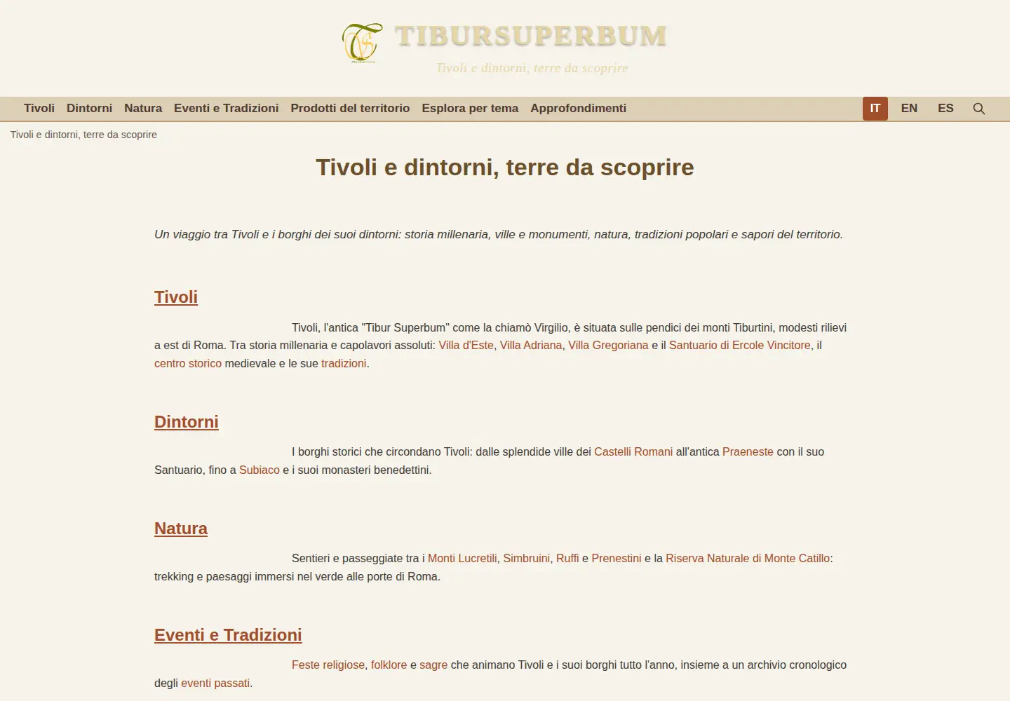 Screenshot of tibursuperbum.it