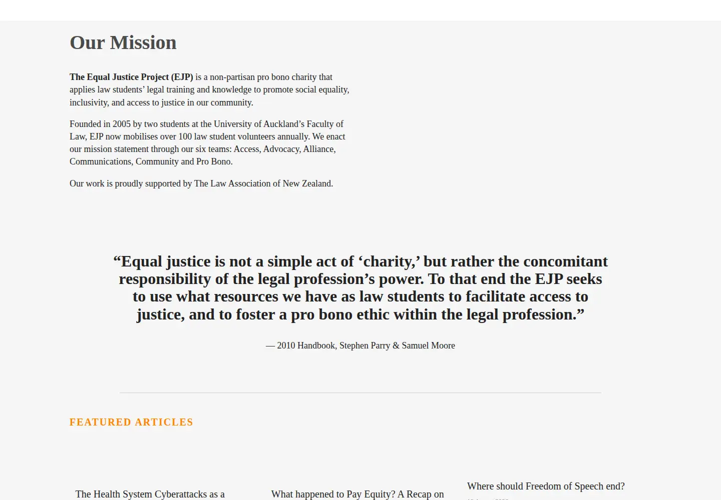 Screenshot of equaljusticeproject.co.nz