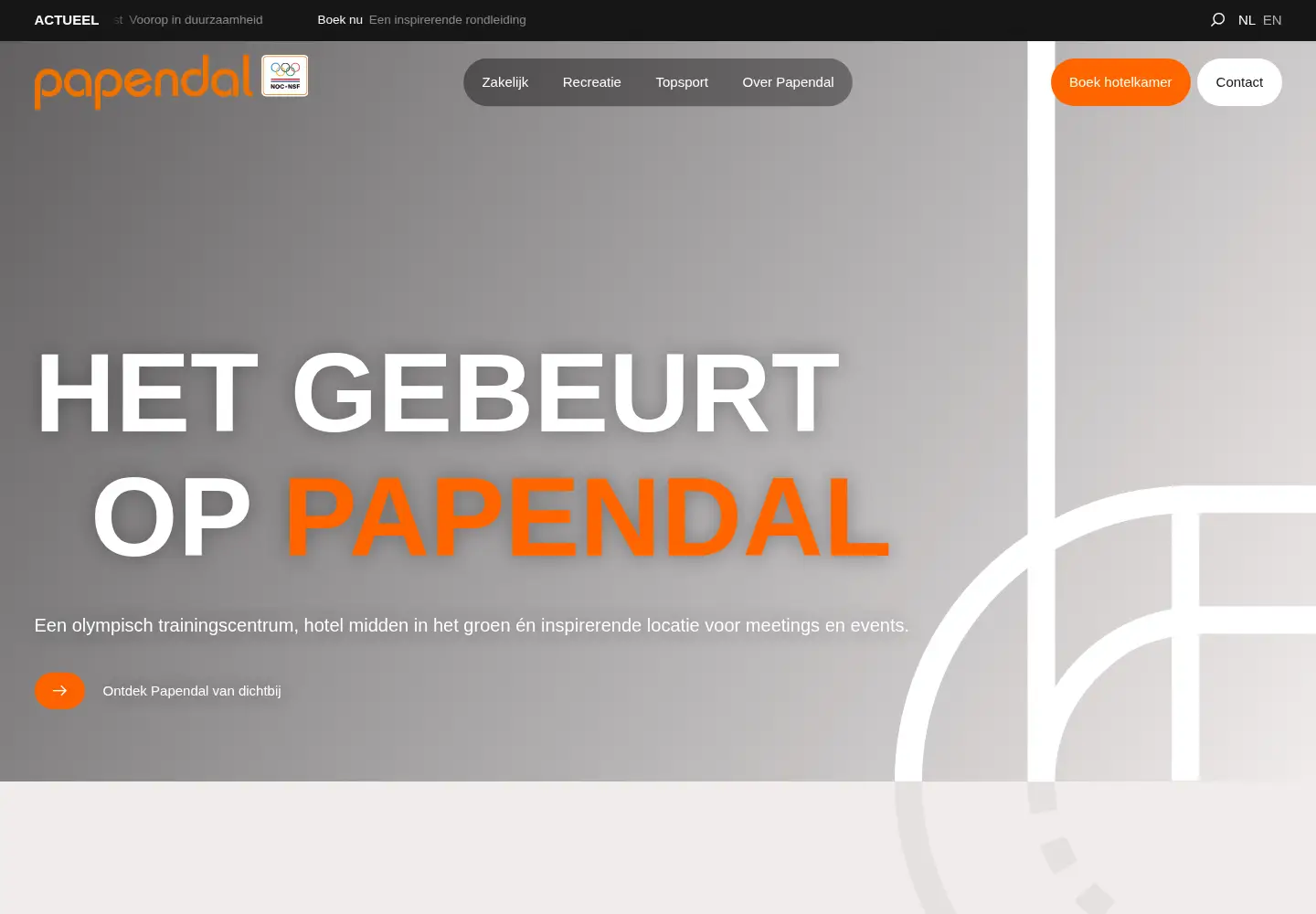 Screenshot of papendal.nl