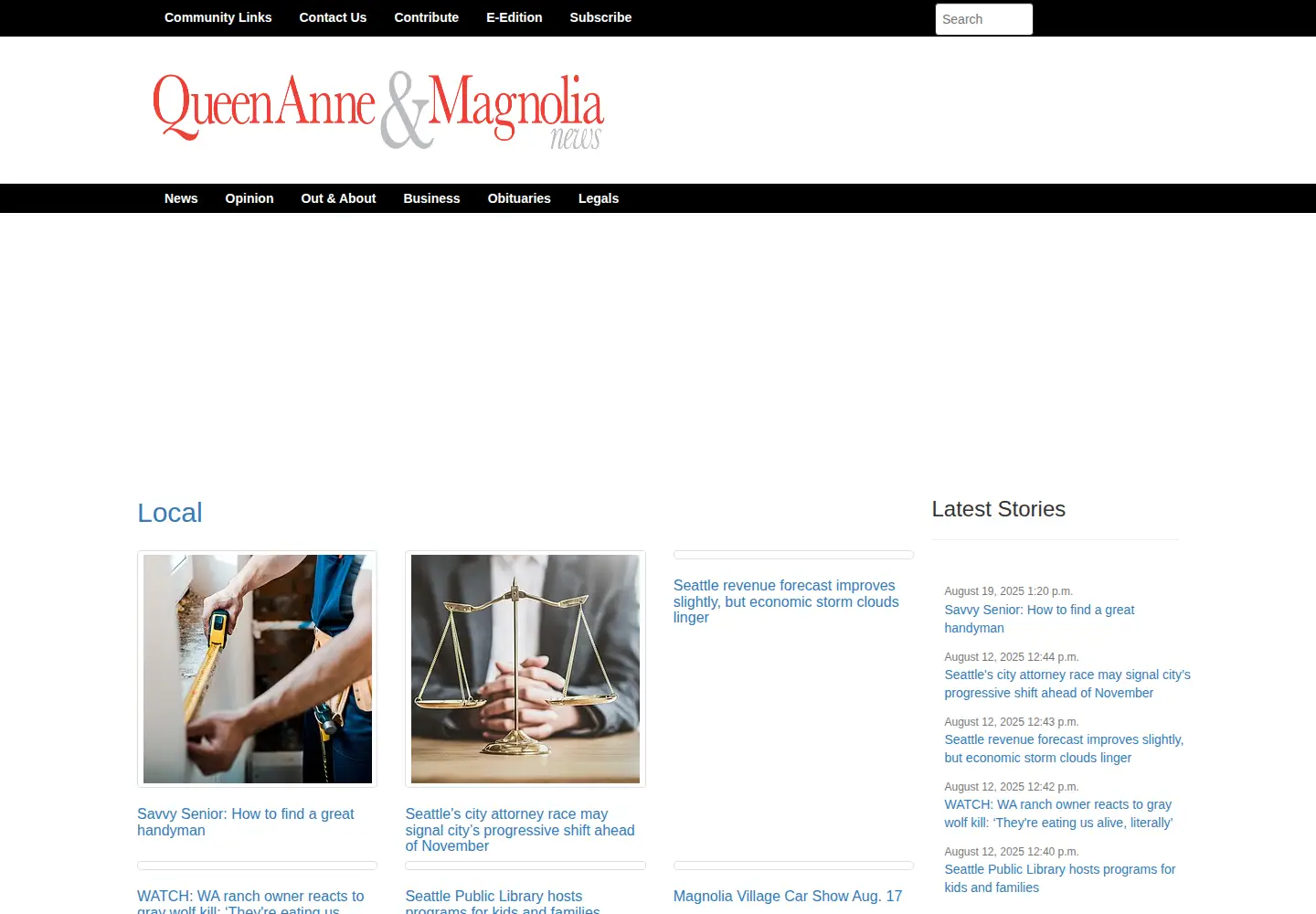 Captured homepage of queenannenews.com in the current scan