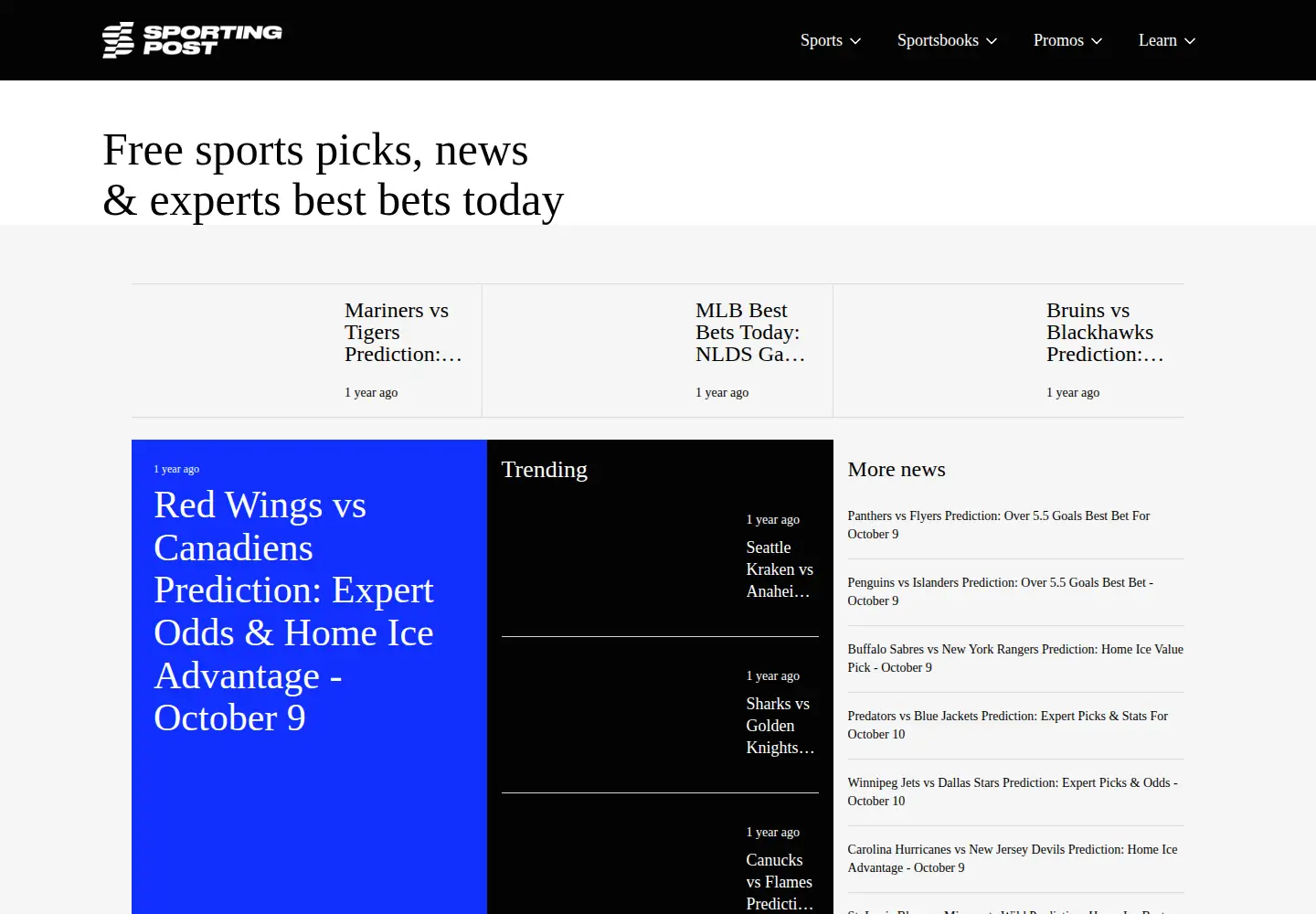 Captured homepage of sportingpost.com in the current scan