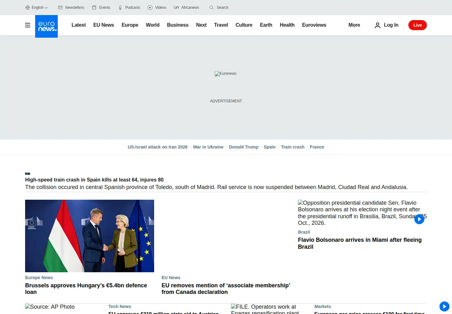 Captured homepage of euronewsradio.com in the current scan
