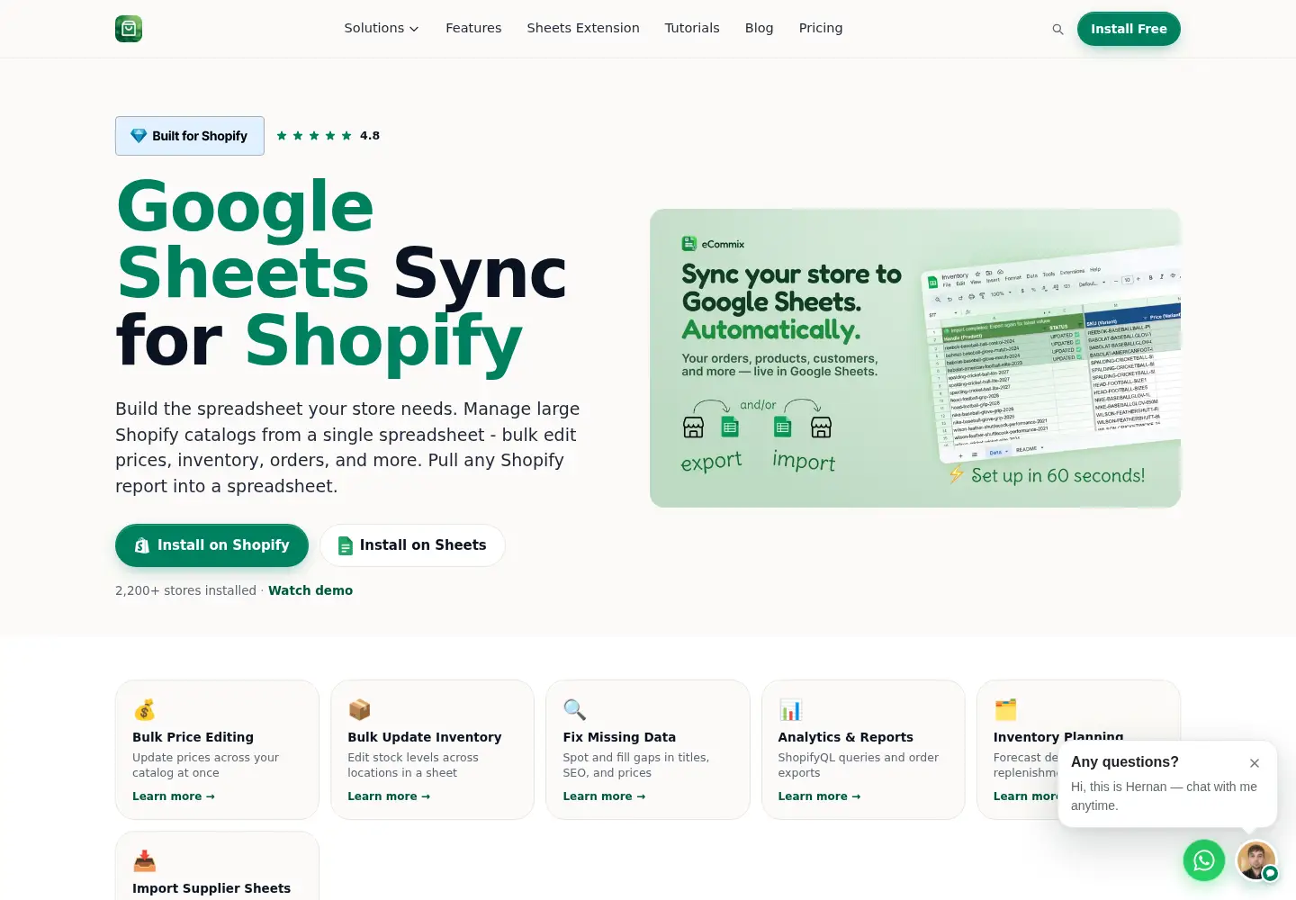 Captured homepage of ecommix.io in the current scan