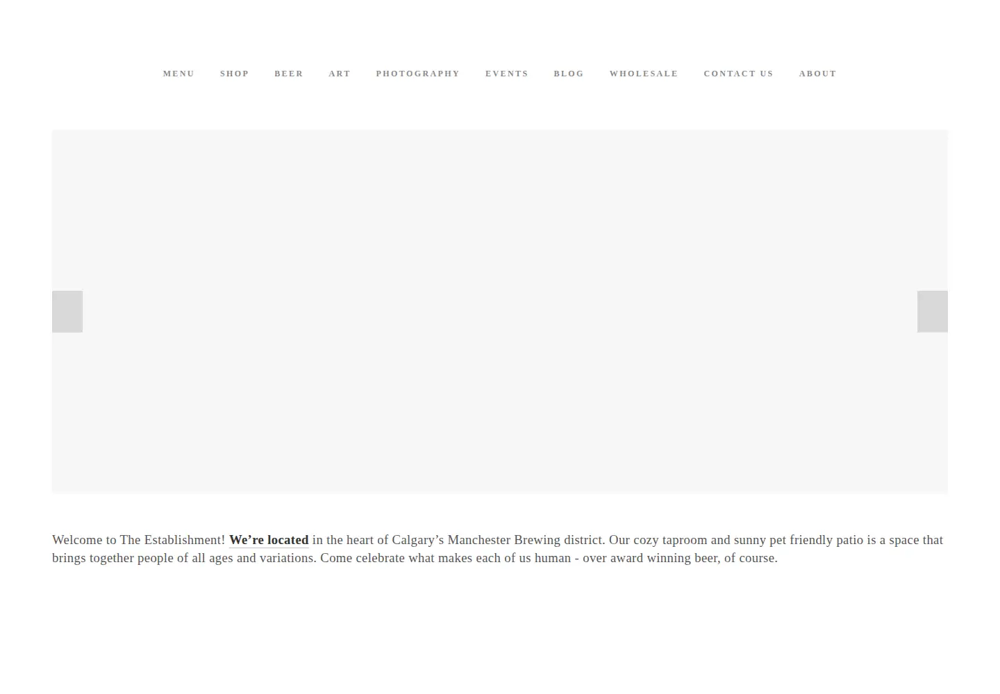 Captured homepage of establishmentbrewing.ca in the current scan
