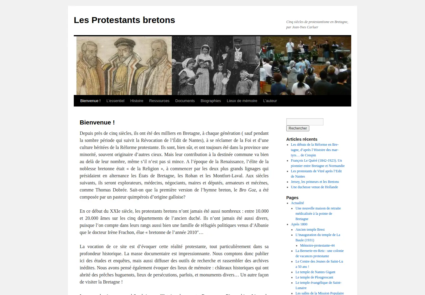 Captured homepage of protestantsbretons.fr in the current scan