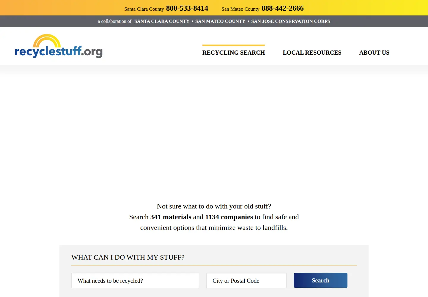 Screenshot of recyclestuff.org