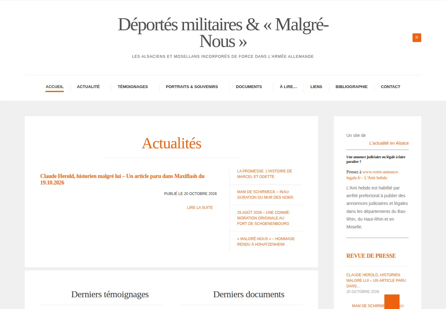 Captured homepage of malgre-nous.eu in the current scan