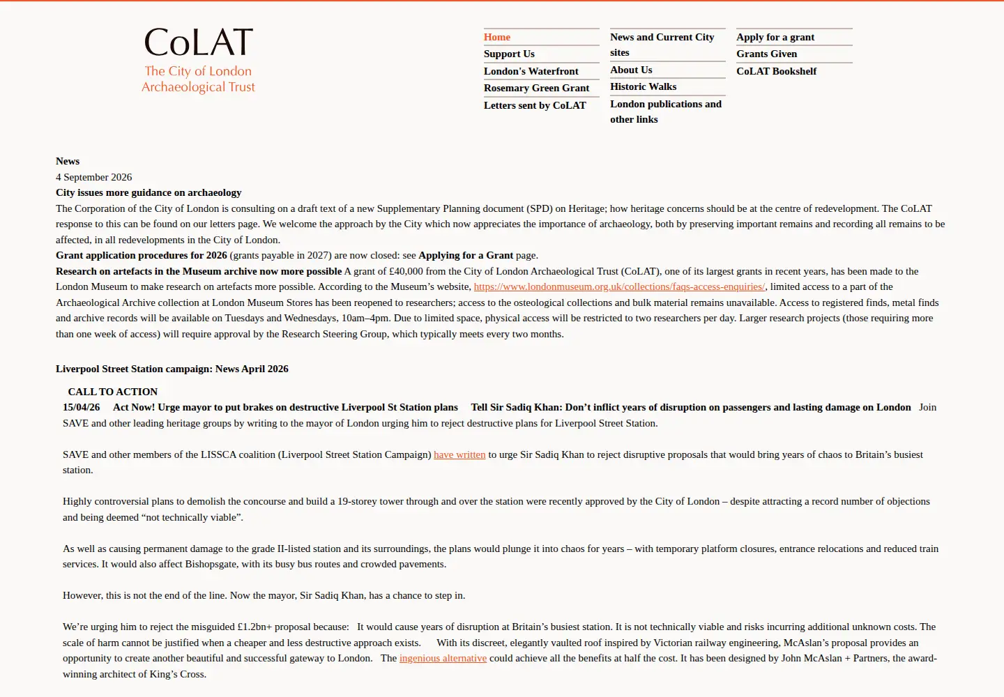 Screenshot of colat.org.uk