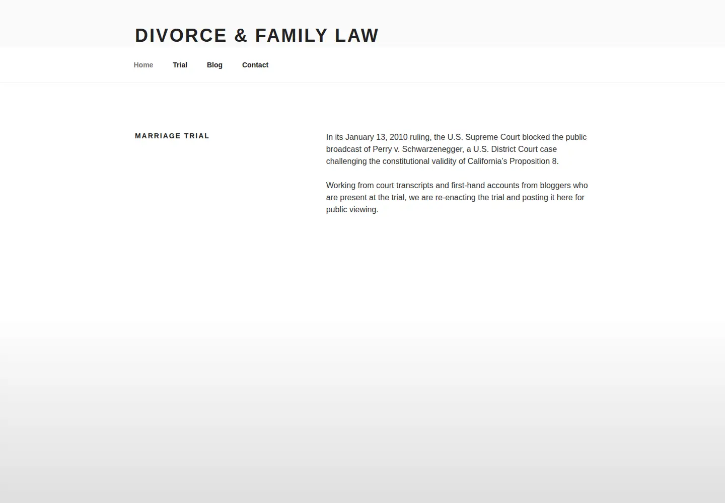 Captured homepage of marriagetrial.com in the current scan