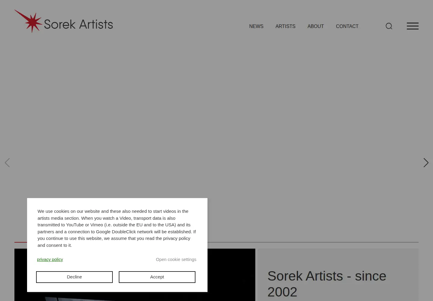 Screenshot of sorekartists.com