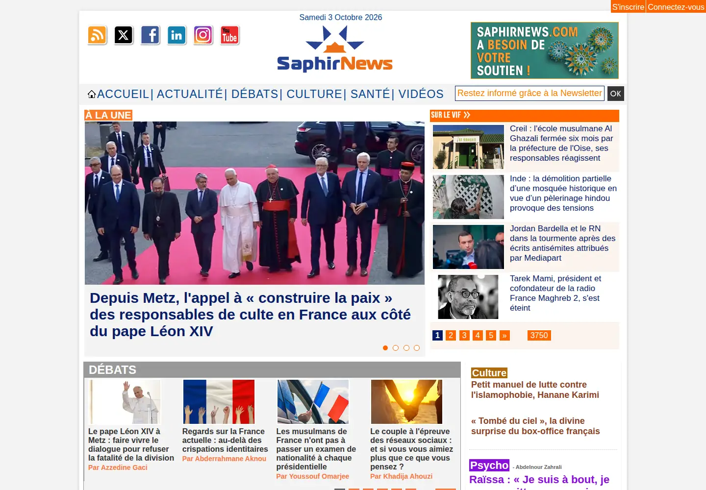 Screenshot of saphirnews.com