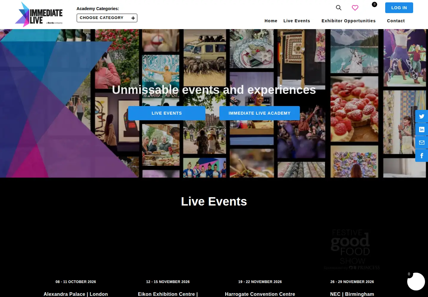 Screenshot of immediatelive.com