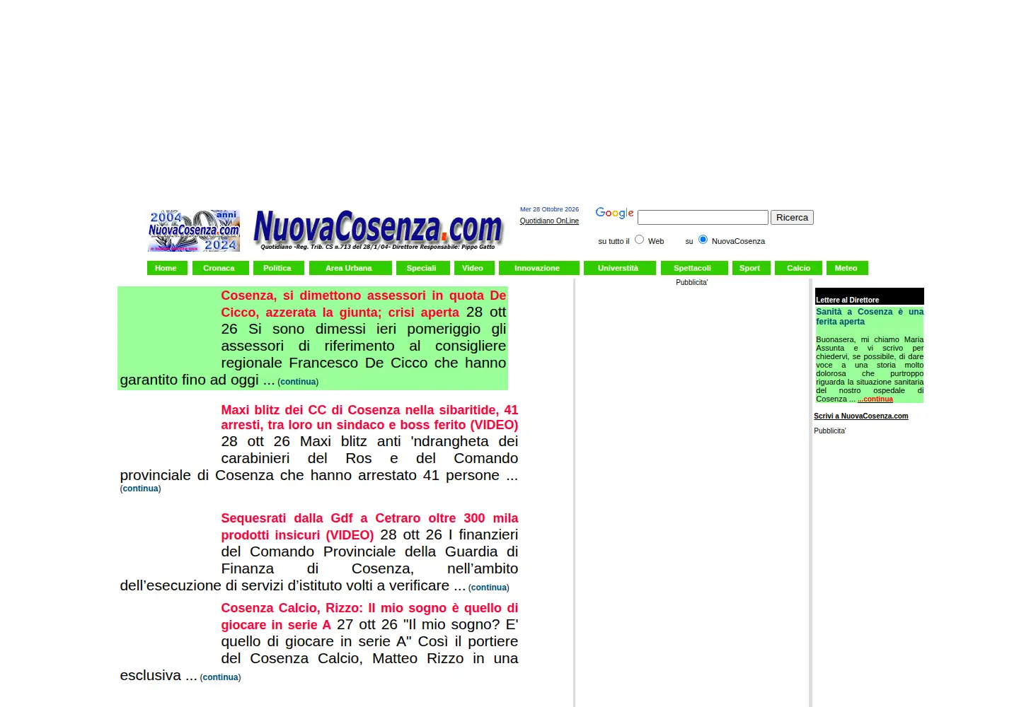 Screenshot of nuovacosenza.com