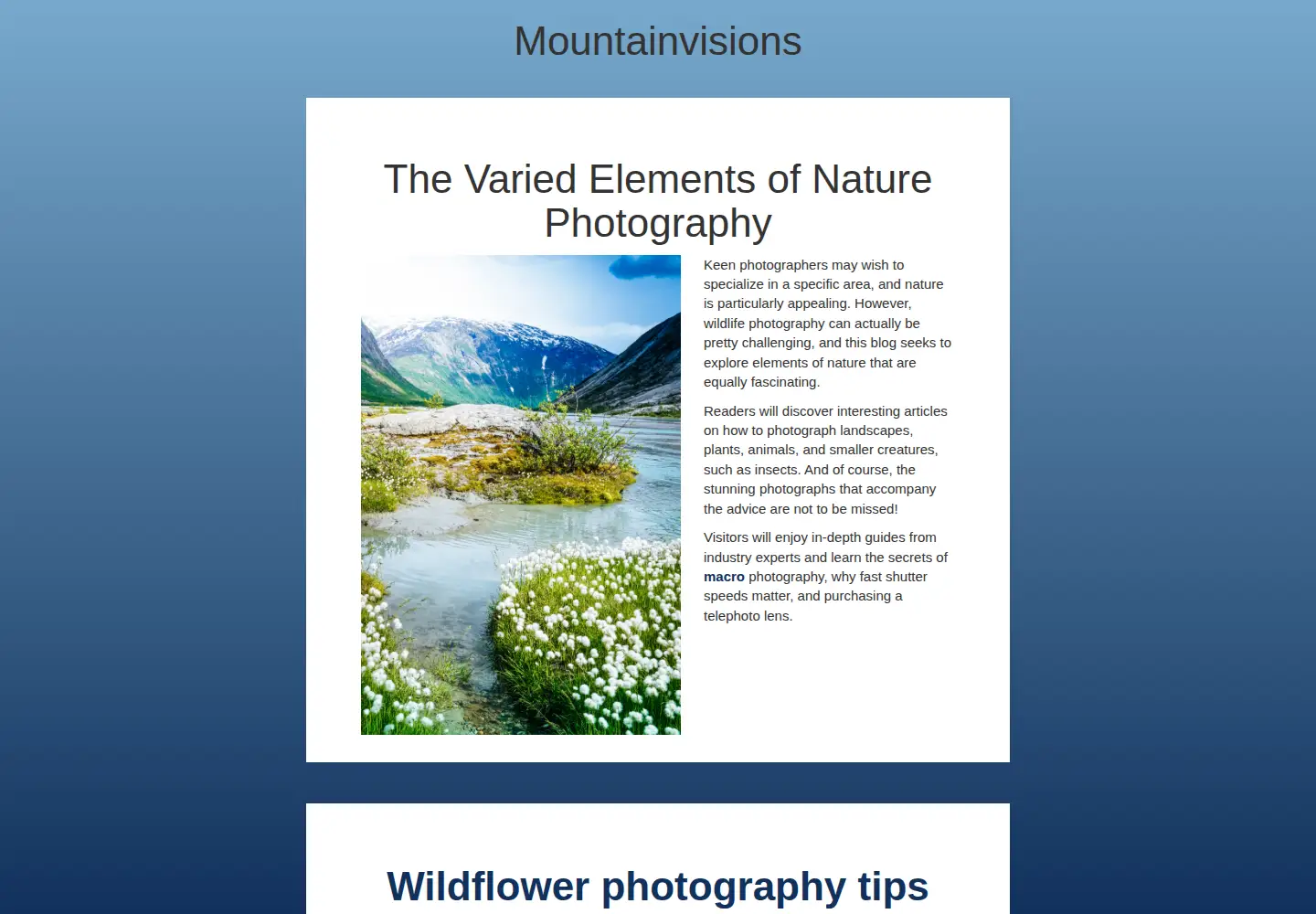 Screenshot of mountainvisions.com