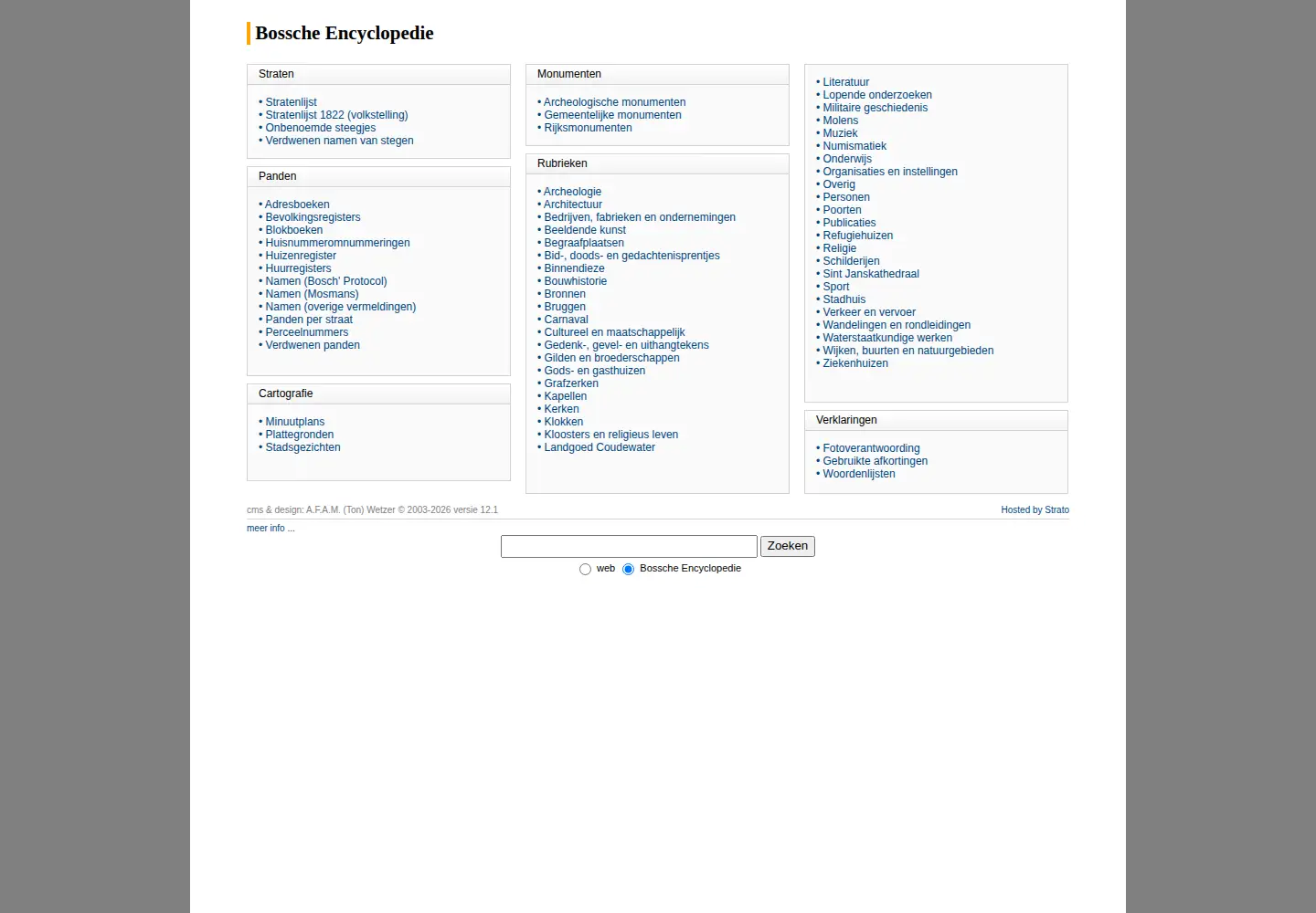 Captured homepage of bossche-encyclopedie.nl in the current scan