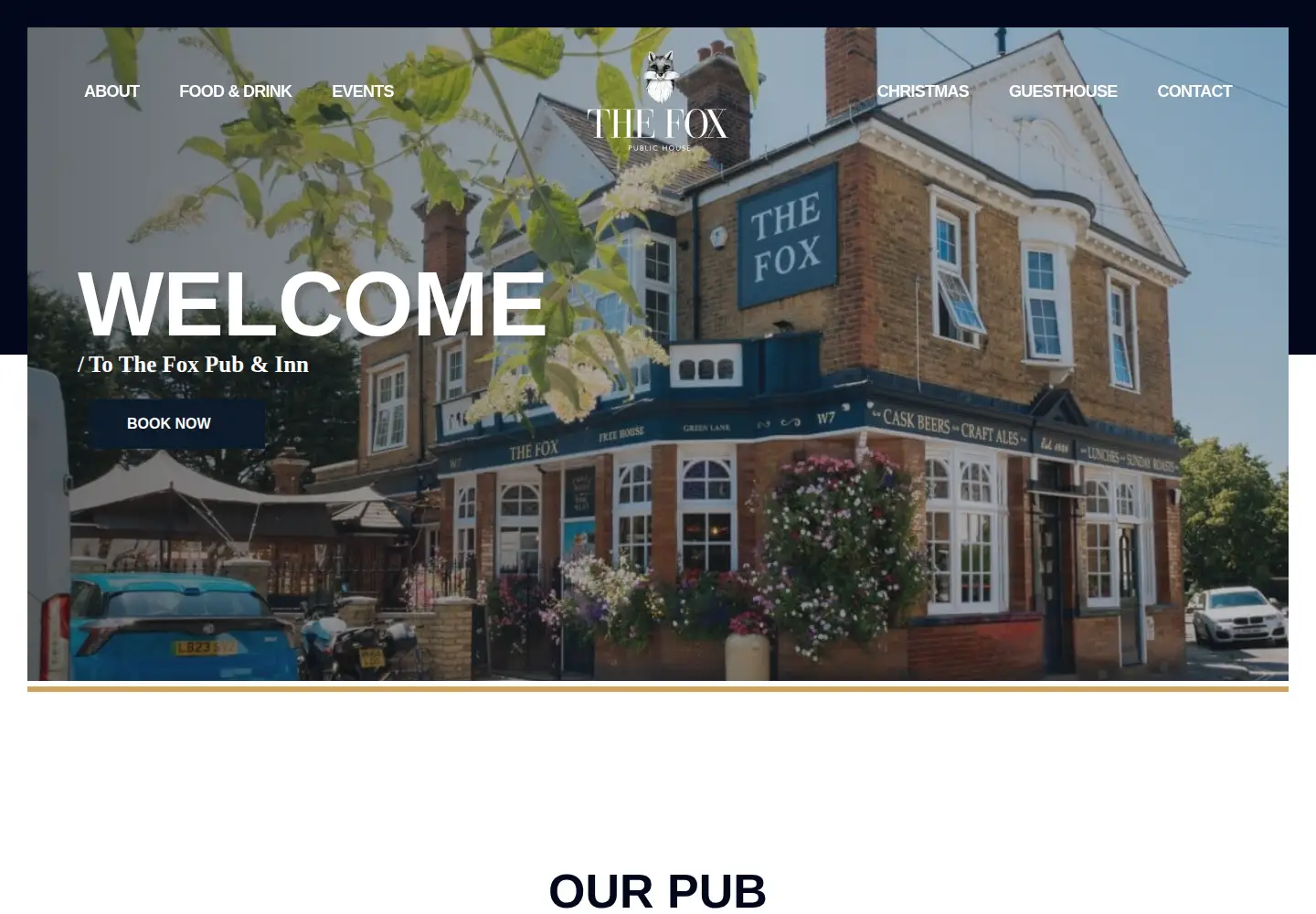 Screenshot of thefoxpub.co.uk