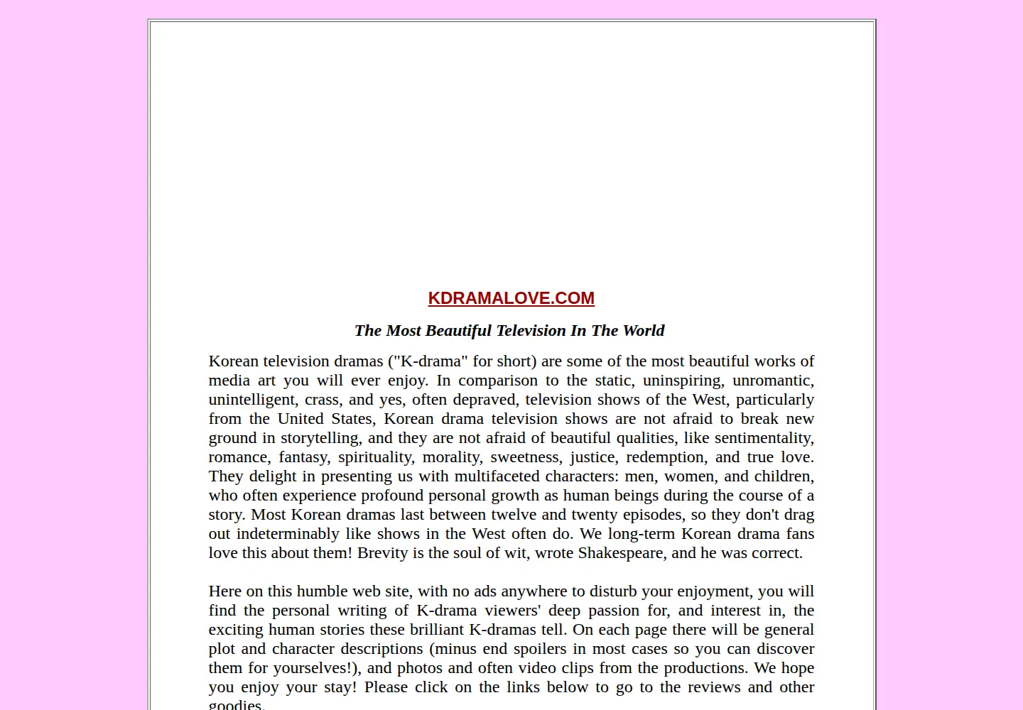 Captured homepage of kdramalove.com in the current scan